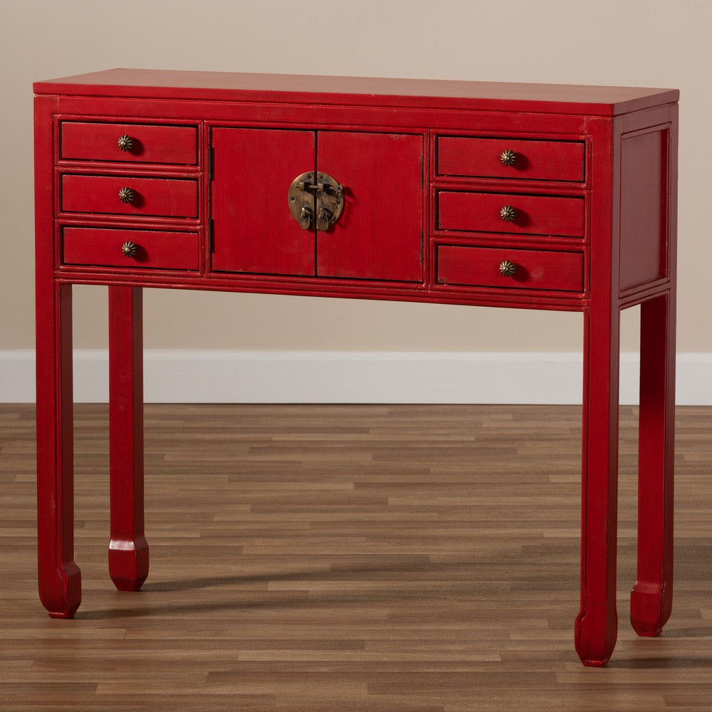 Baxton Studio - Melodie Console Table in Red - MIN22-Red-ST view 9