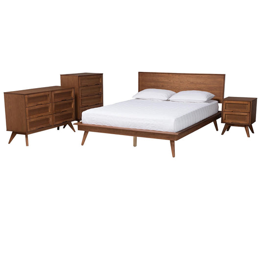 Baxton Studio - Melora King Bedroom Set in Walnut Brown/Brown - MG0004-Ash Walnut-King 4PC Bedroom Set view 1