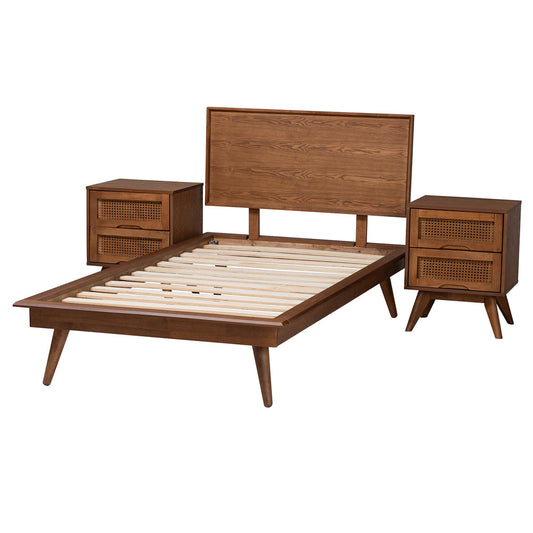 Baxton Studio - Melora Twin Bedroom Set in Walnut Brown/Brown - MG0004-Ash Walnut-Twin 3PC Bedroom Set view 2