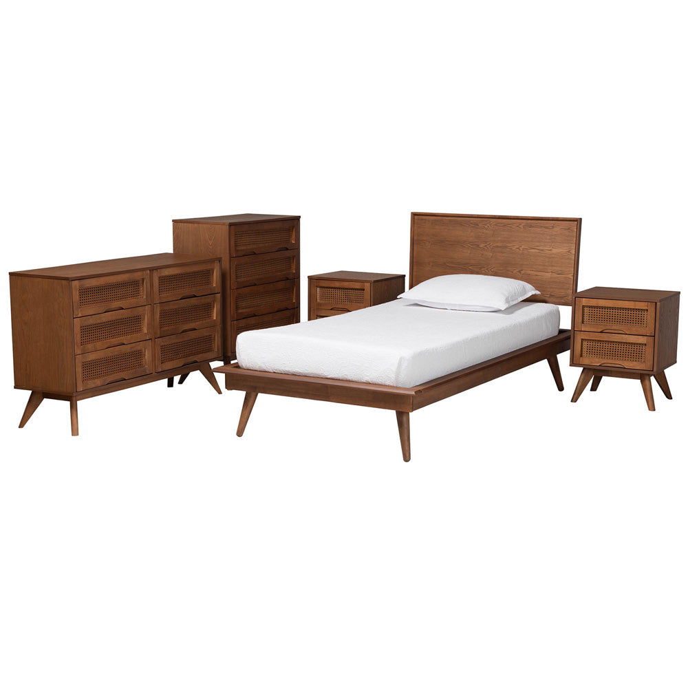 Baxton Studio - Melora Twin Bedroom Set in Walnut Brown/Brown - MG0004-Ash Walnut-Twin 5PC Bedroom Set view 1