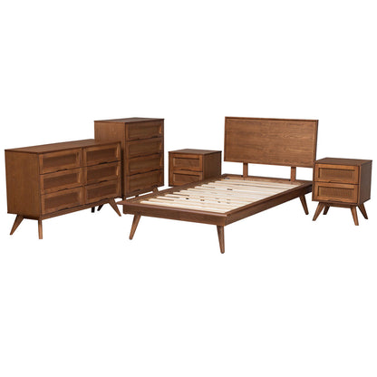 Baxton Studio - Melora Twin Bedroom Set in Walnut Brown/Brown - MG0004-Ash Walnut-Twin 5PC Bedroom Set view 2