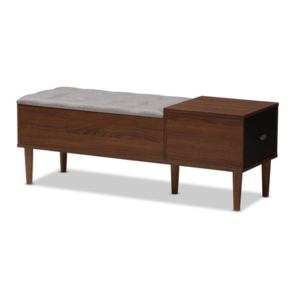 Baxton Studio - Merrick Storage Bench in Light Grey/Walnut Brown - FP-6789-Gray/Oak/Espresso view 1