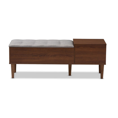 Baxton Studio - Merrick Storage Bench in Light Grey/Walnut Brown - FP-6789-Gray/Oak/Espresso view 3