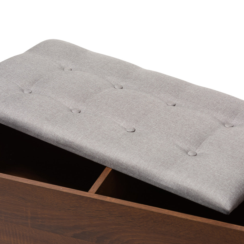 Baxton Studio - Merrick Storage Bench in Light Grey/Walnut Brown - FP-6789-Gray/Oak/Espresso view 5