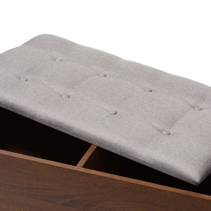 Baxton Studio - Merrick Storage Bench in Light Grey/Walnut Brown - FP-6789-Gray/Oak/Espresso view 5