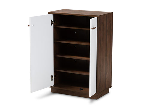 Baxton Studio - Mette Shoe Cabinet - LV3SC3150WI-Columbia/White-Shoe Cabinet view 2