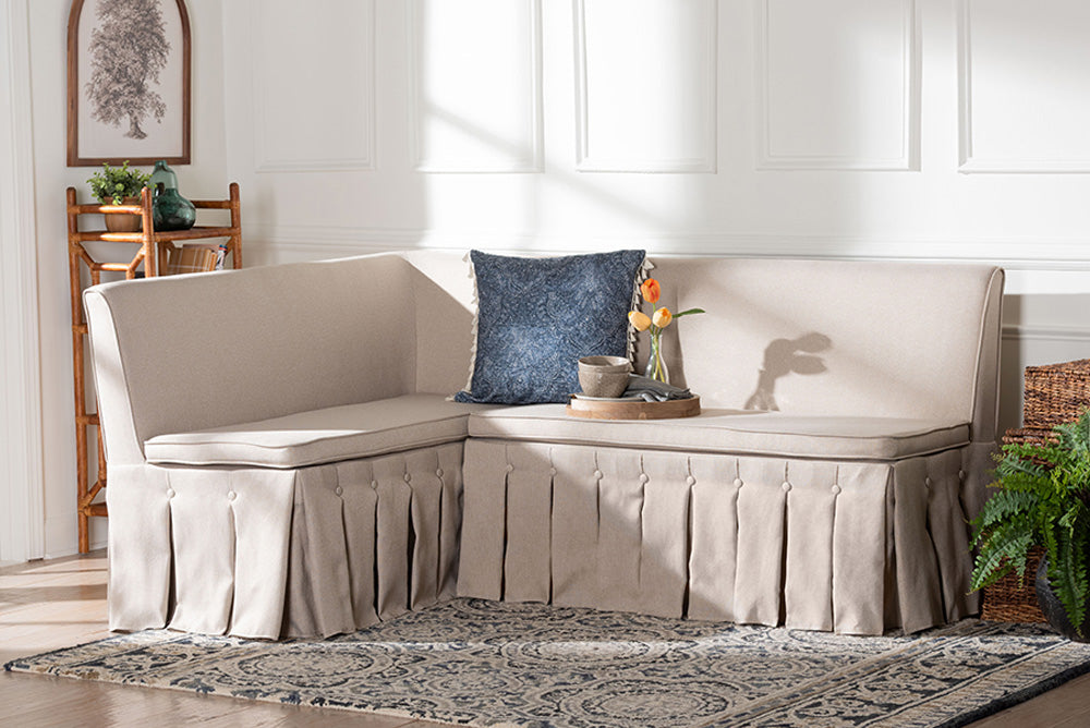 Baxton Studio - Meyer Dining Bench - BBT8116-Light Beige-6086-1-2PC SF Bench view 5