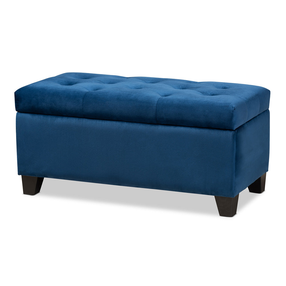 Baxton Studio - Michaela Storage Ottoman in Navy Blue/Black - WS-20091-Navy Blue Velvet-Otto view 1