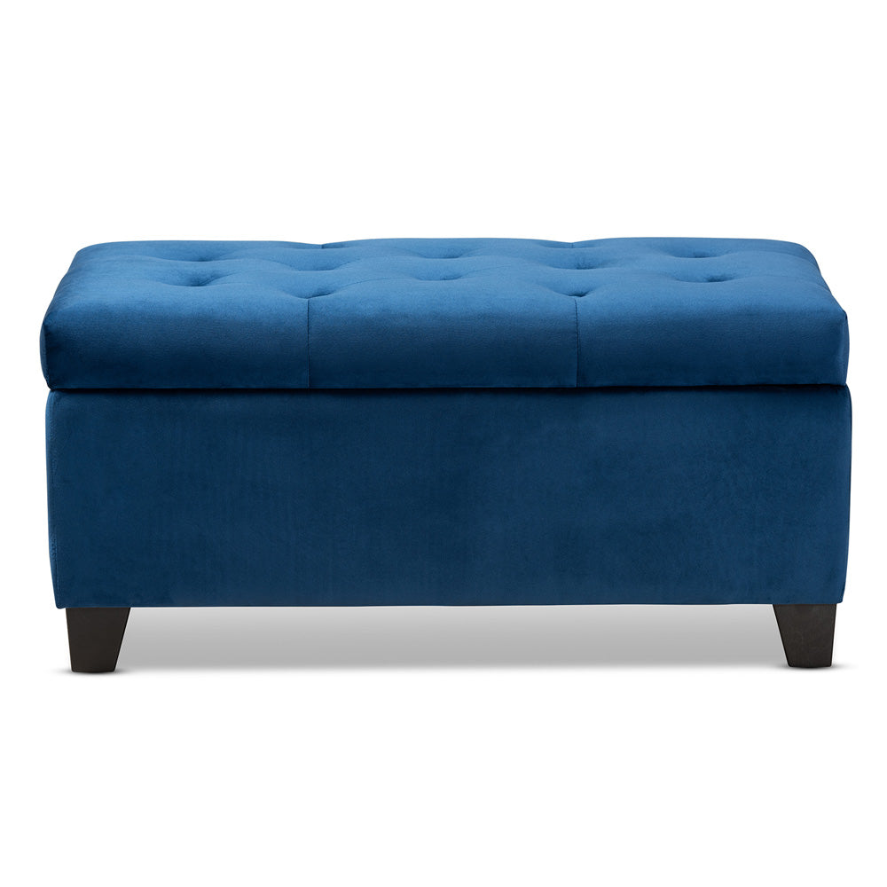 Baxton Studio - Michaela Storage Ottoman in Navy Blue/Black - WS-20091-Navy Blue Velvet-Otto view 3