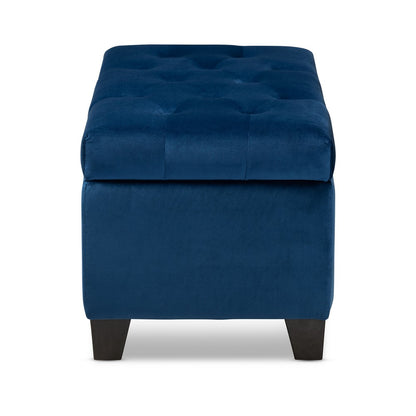 Baxton Studio - Michaela Storage Ottoman in Navy Blue/Black - WS-20091-Navy Blue Velvet-Otto view 4
