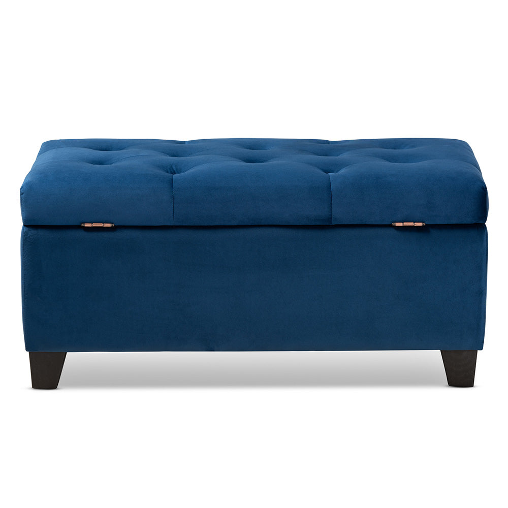 Baxton Studio - Michaela Storage Ottoman in Navy Blue/Black - WS-20091-Navy Blue Velvet-Otto view 5