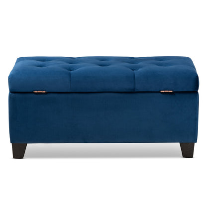 Baxton Studio - Michaela Storage Ottoman in Navy Blue/Black - WS-20091-Navy Blue Velvet-Otto view 5
