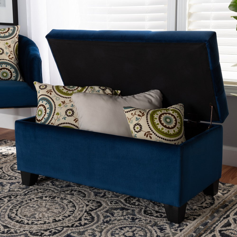 Baxton Studio - Michaela Storage Ottoman in Navy Blue/Black - WS-20091-Navy Blue Velvet-Otto view 8