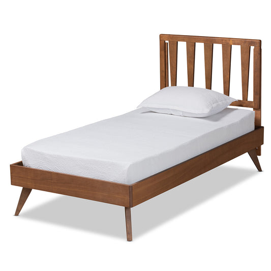 Baxton Studio - Michi Twin Size Bed in Walnut Brown - Michi-Ash Walnut-Twin view 1