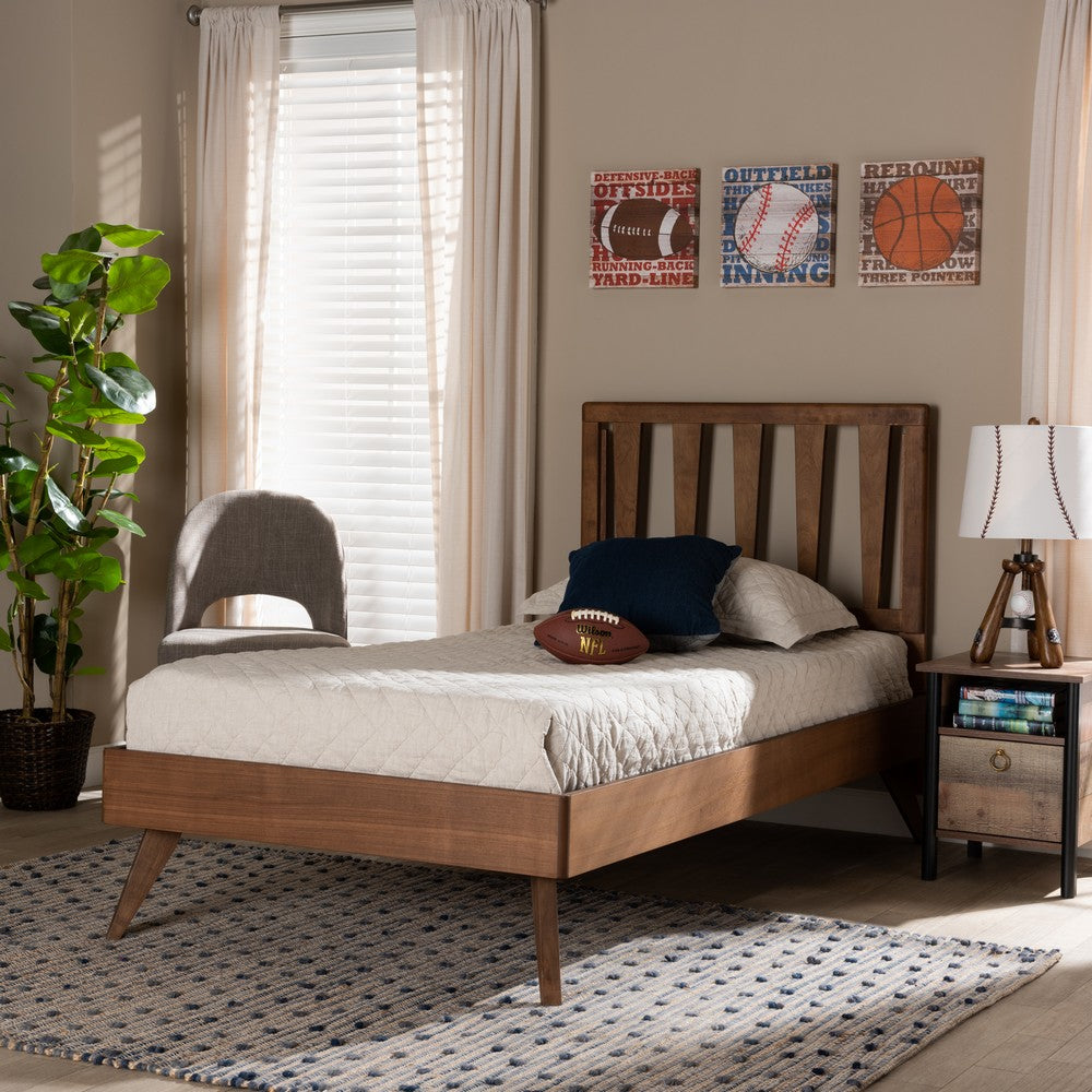 Baxton Studio - Michi Twin Size Bed in Walnut Brown - Michi-Ash Walnut-Twin view 6