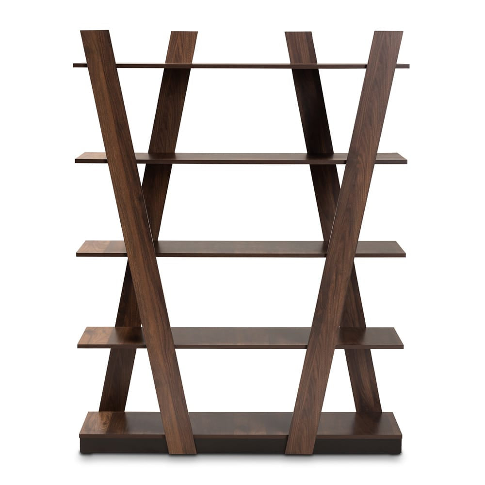 Baxton Studio - Michio Shelving Unit in Walnut - SEDV50140-Columbia-Shelf view 2