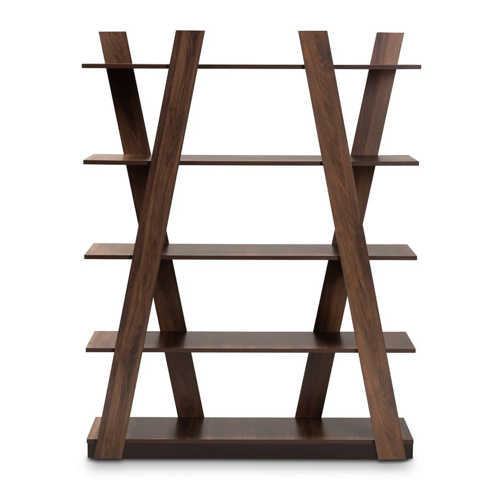 Baxton Studio - Michio Shelving Unit in Walnut - SEDV50140-Columbia-Shelf view 4