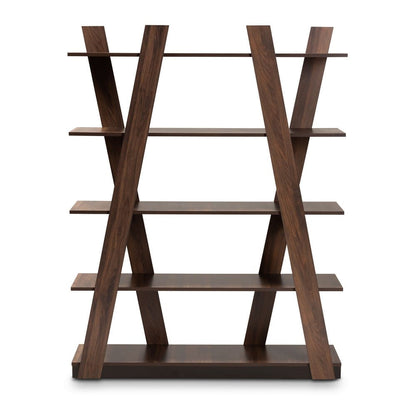 Baxton Studio - Michio Shelving Unit in Walnut - SEDV50140-Columbia-Shelf view 4