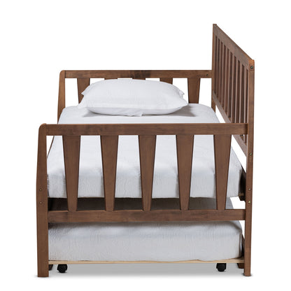 Baxton Studio - Midori Twin Size Daybed with Trundle in Walnut - MG0046-1-Walnut-Daybed with Trundle view 3