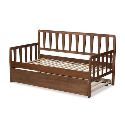 Baxton Studio - Midori Twin Size Daybed with Trundle in Walnut - MG0046-1-Walnut-Daybed with Trundle view 4