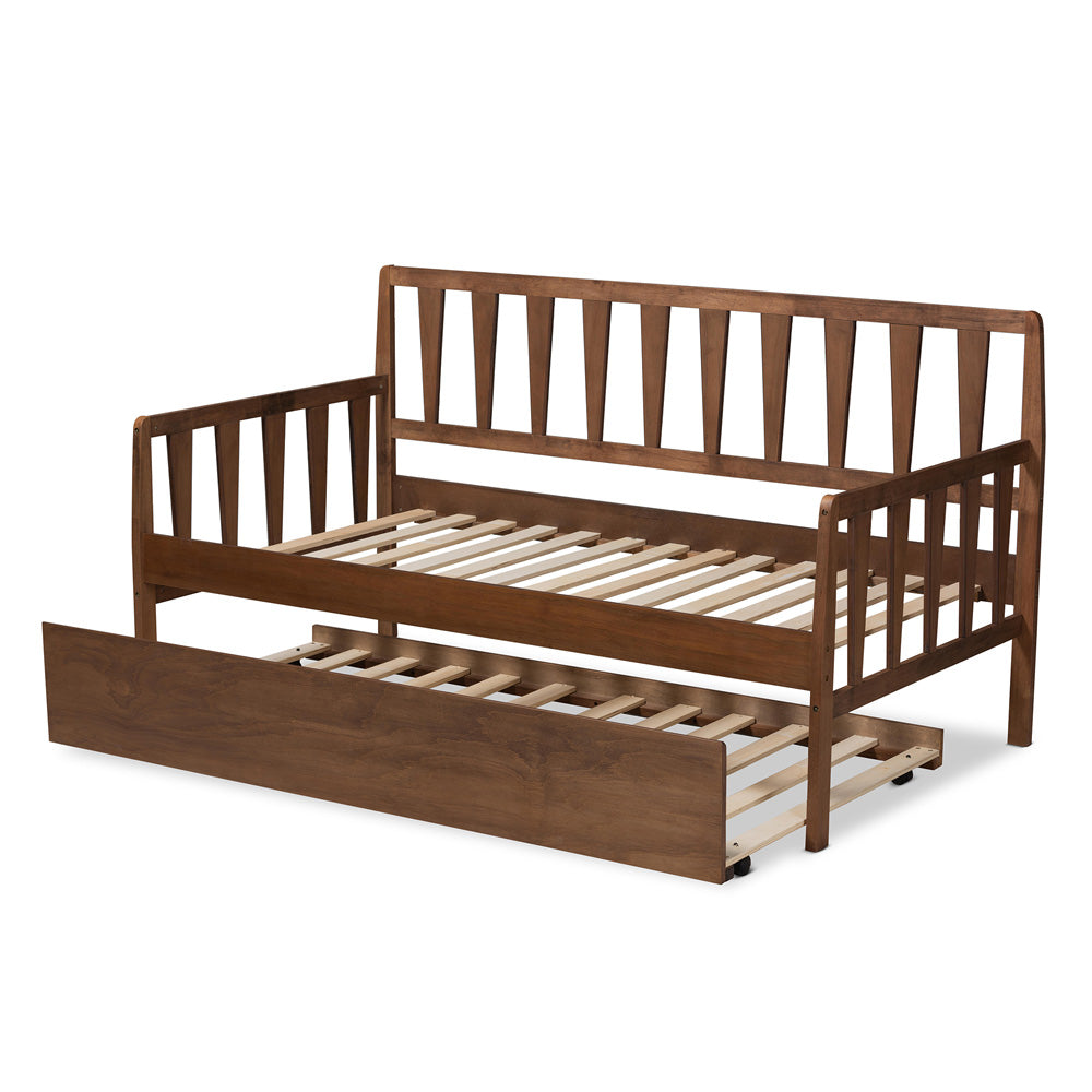 Baxton Studio - Midori Twin Size Daybed with Trundle in Walnut - MG0046-1-Walnut-Daybed with Trundle view 5