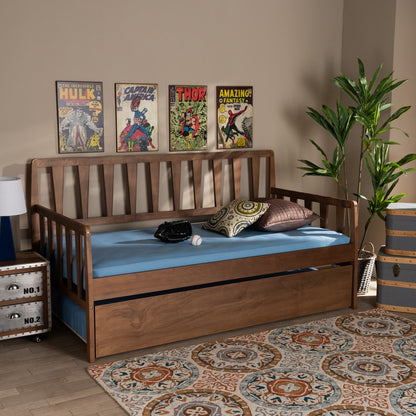 Baxton Studio - Midori Twin Size Daybed with Trundle in Walnut - MG0046-1-Walnut-Daybed with Trundle view 7