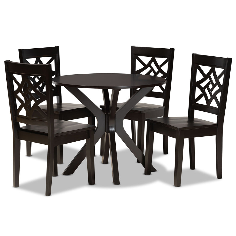 Baxton Studio - Miela Dining Set in Dark Brown - Miela-Dark Brown-5PC Dining Set view 1
