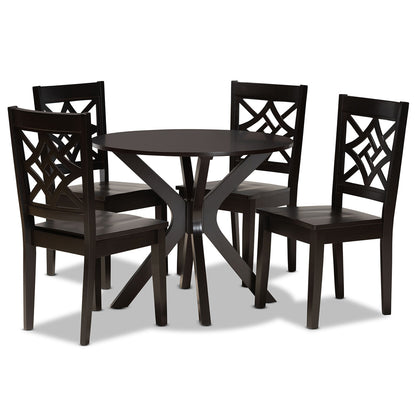 Baxton Studio - Miela Dining Set in Dark Brown - Miela-Dark Brown-5PC Dining Set view 1