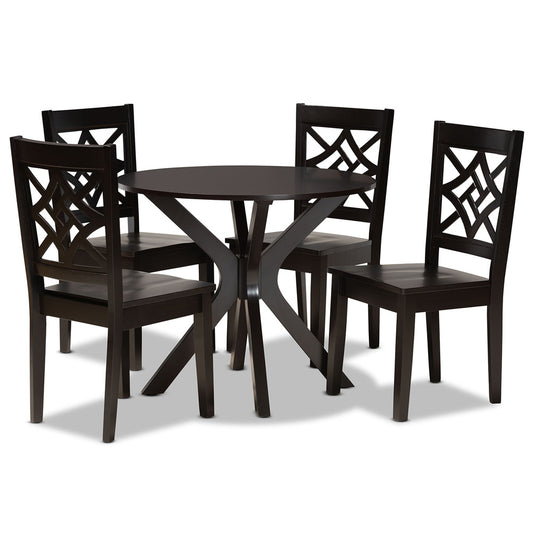 Baxton Studio - Miela Dining Set in Dark Brown - Miela-Dark Brown-5PC Dining Set view 1