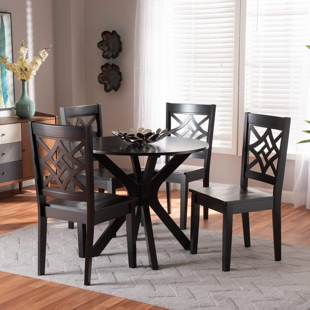 Baxton Studio - Miela Dining Set in Dark Brown - Miela-Dark Brown-5PC Dining Set view 7
