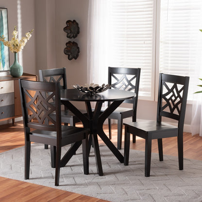 Baxton Studio - Miela Dining Set in Dark Brown - Miela-Dark Brown-5PC Dining Set view 7