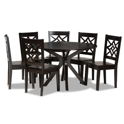 Baxton Studio - Miela Dining Set in Dark Brown - Miela-Dark Brown-7PC Dining Set view 1