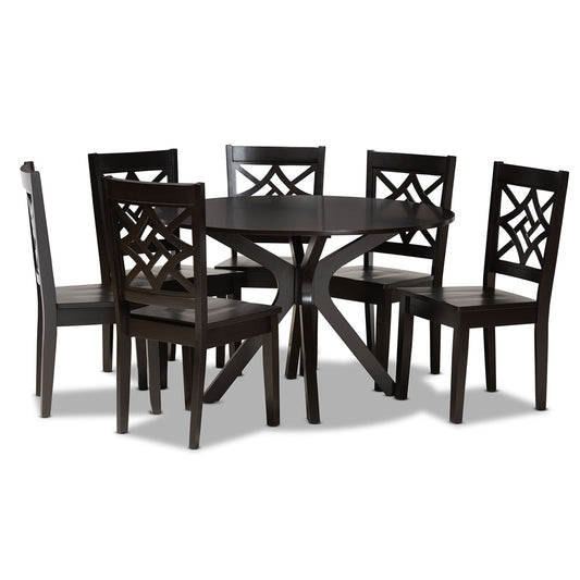 Baxton Studio - Miela Dining Set in Dark Brown - Miela-Dark Brown-7PC Dining Set view 1