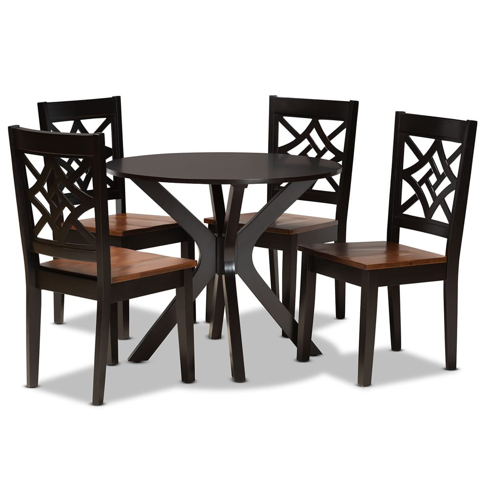 Baxton Studio - Miela Dining Set in Dark Brown/Walnut Brown - Miela-Dark Brown/Walnut-5PC Dining Set view 1
