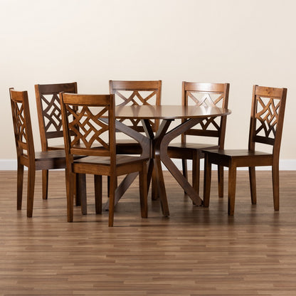 Baxton Studio - Miela Dining Set in Walnut Brown - Miela-Walnut-7PC Dining Set view 8