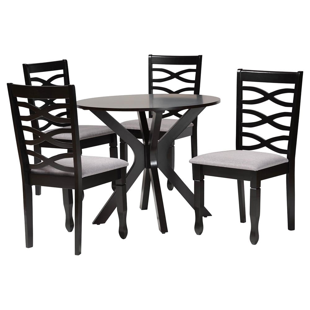 Baxton Studio - Mila Dining Set in Grey/Dark Brown - Mila-Grey/Dark Brown-5PC Dining Set view 1