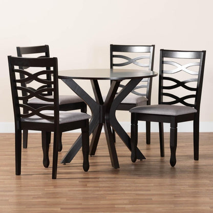 Baxton Studio - Mila Dining Set in Grey/Dark Brown - Mila-Grey/Dark Brown-5PC Dining Set view 9