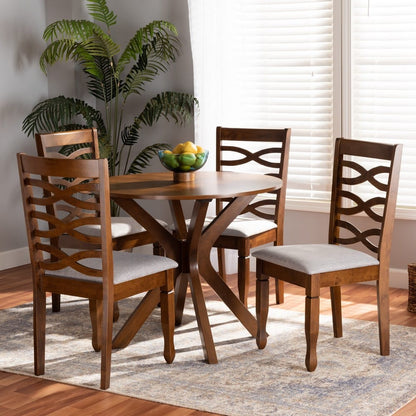 Baxton Studio - Mila Dining Set in Grey/walnut brown - Mila-Grey/Walnut-5PC Dining Set view 7