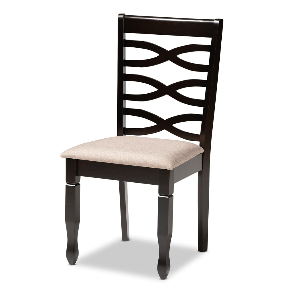 Baxton Studio - Mila Dining Set in Sand/Dark Brown - Mila-Sand/Dark Brown-7PC Dining Set view 2