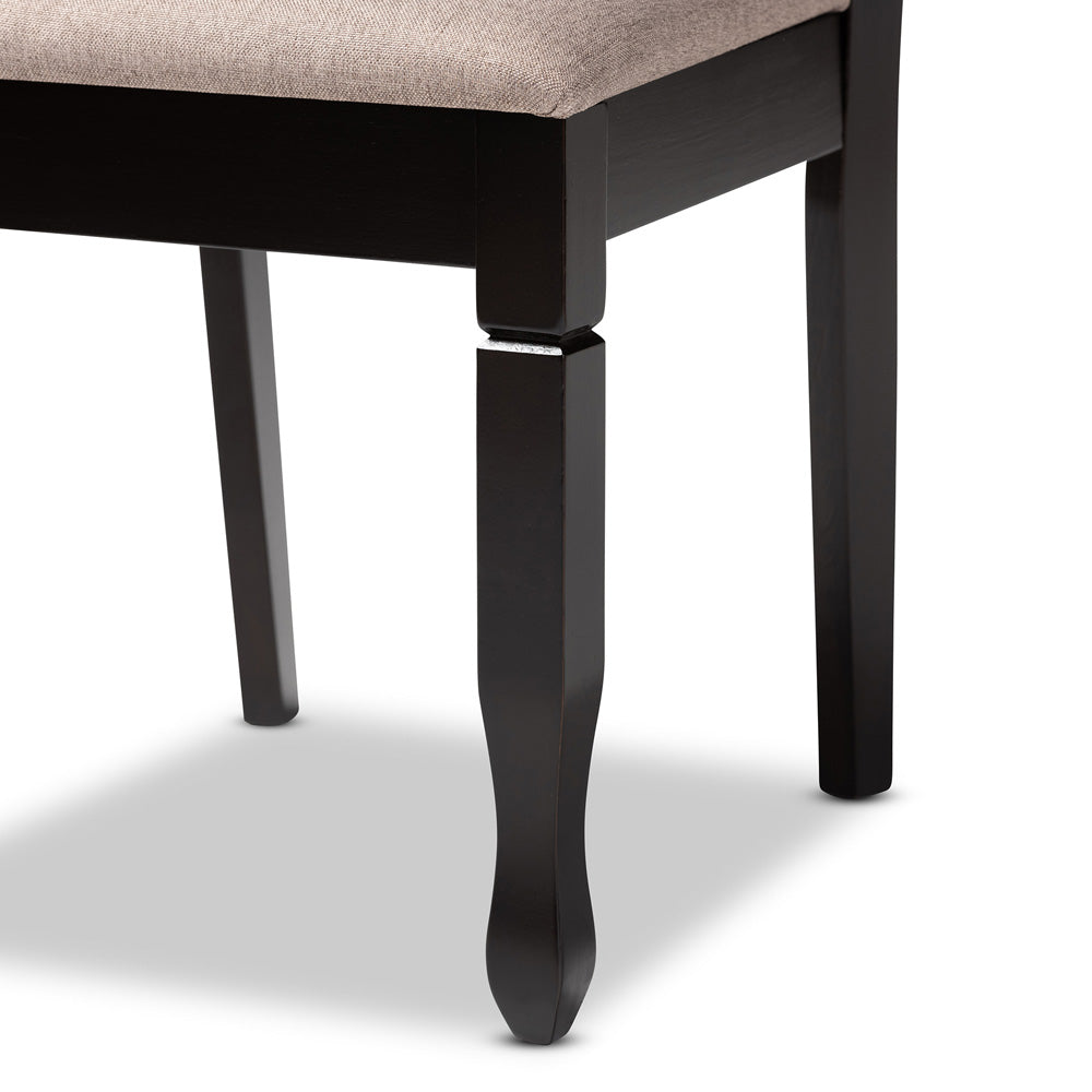 Baxton Studio - Mila Dining Set in Sand/Dark Brown - Mila-Sand/Dark Brown-7PC Dining Set view 6