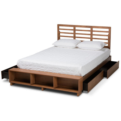 Baxton Studio - Milana Full Size Bed in Ash Walnut - Milana-Ash Walnut-Full view 2