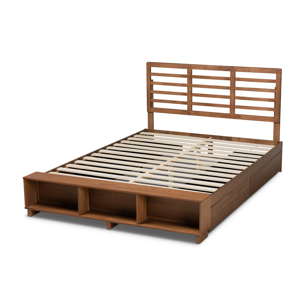 Baxton Studio - Milana Full Size Bed in Ash Walnut - Milana-Ash Walnut-Full view 4