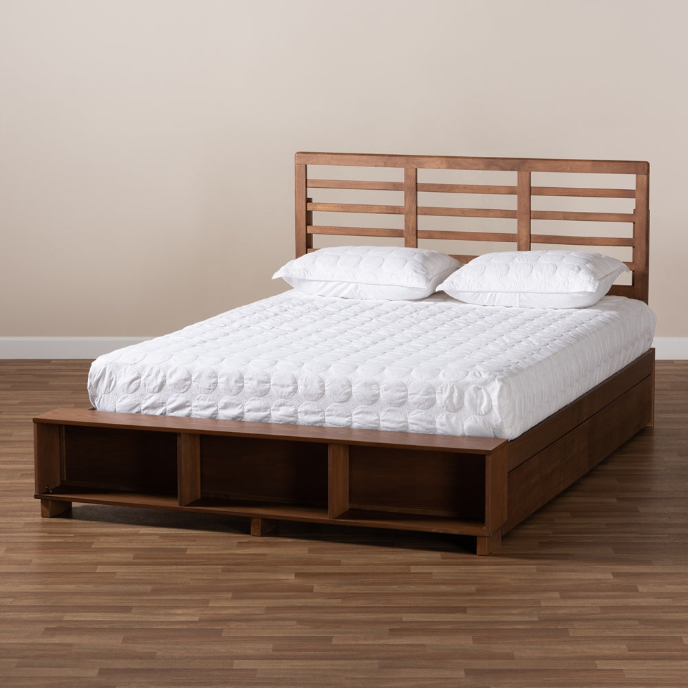Baxton Studio - Milana Full Size Bed in Ash Walnut - Milana-Ash Walnut-Full view 9