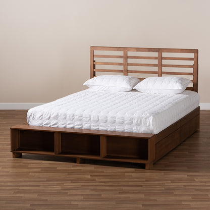 Baxton Studio - Milana Full Size Bed in Ash Walnut - Milana-Ash Walnut-Full view 9