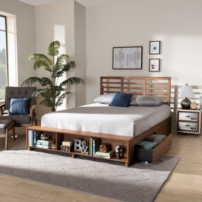 Baxton Studio - Milana Full Size Bed in Ash Walnut - Milana-Ash Walnut-Full view 10