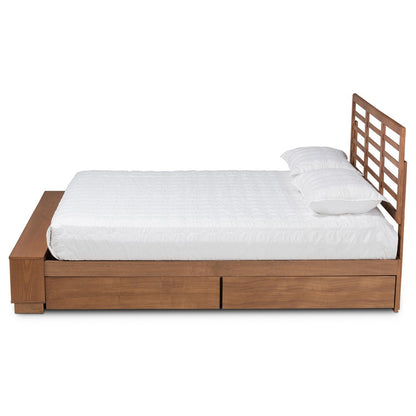 Baxton Studio - Milana King Size Bed in Ash Walnut - Milana-Ash Walnut-King view 3