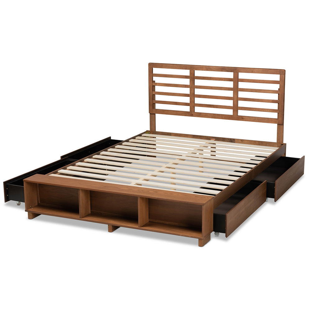 Baxton Studio - Milana King Size Bed in Ash Walnut - Milana-Ash Walnut-King view 5