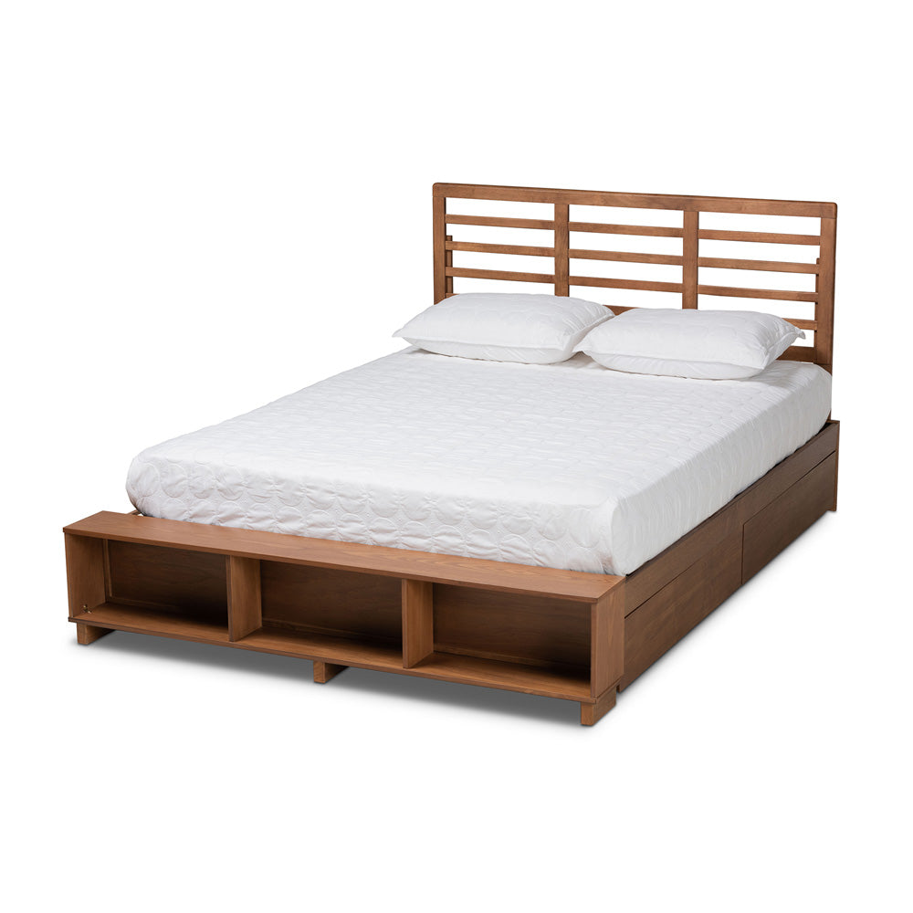 Baxton Studio - Milana Queen Size Bed in Ash Walnut - Milana-Ash Walnut-Queen view 1