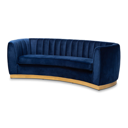 Baxton Studio - Milena Sofa in Royal Blue/Gold - TSF5504A-Dark Royal Blue/Gold-SF view 1