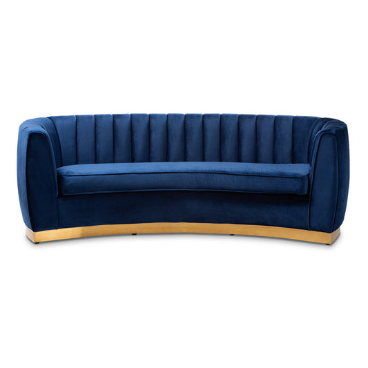 Baxton Studio - Milena Sofa in Royal Blue/Gold - TSF5504A-Dark Royal Blue/Gold-SF view 2